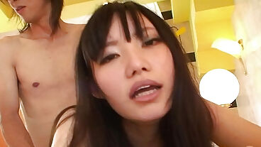 Small titty brunette Asian honey fucked by her skinny lover